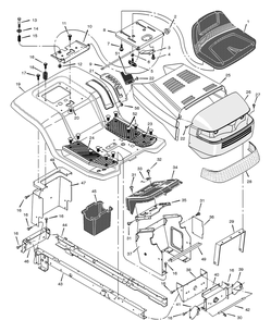 Chassis And Hood Diagram and Parts List for 465602X8B 2001 Briggs and Stratton Lawn Tractor